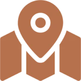 Location marker on a folded map icon